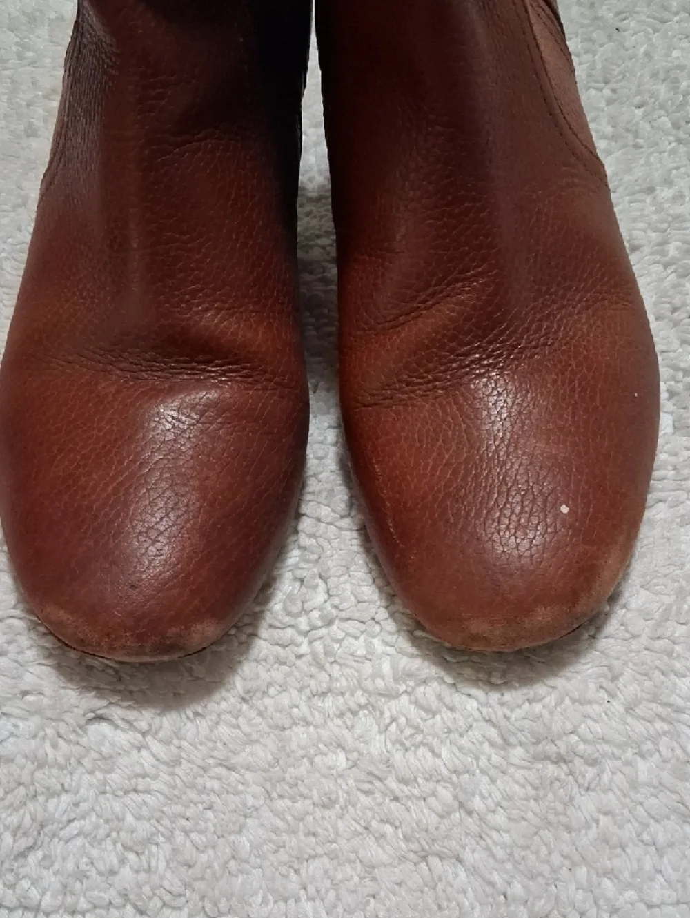 Tory Burch Cognac Leather Ankle Booties with Logo Accent